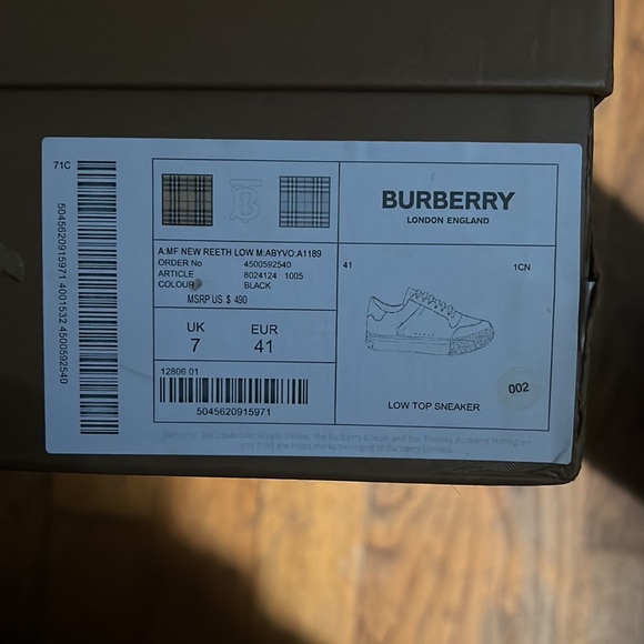 Burberry Leather, Suede and House Check Cotton Sneakers - Picture 5 of 6